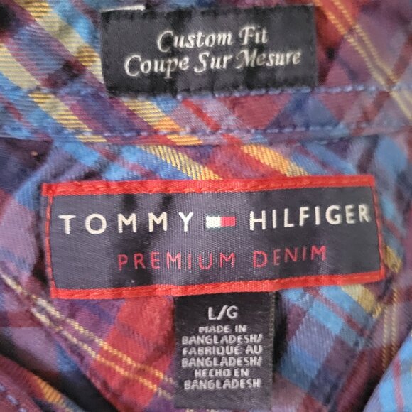 Tommy Hilfiger Ladies Tartan Plaid Button-Down Cotton Poplin Shirt, Size L - Picture 4 of 7